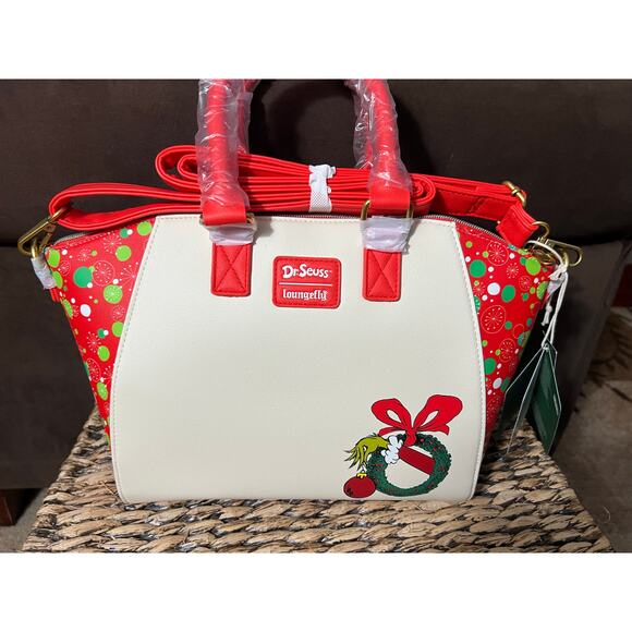 Loungefly Dr. Seuss How The Grinch Stole Christmas! Trio Tree Satchel Bag - Picture 2 of 3